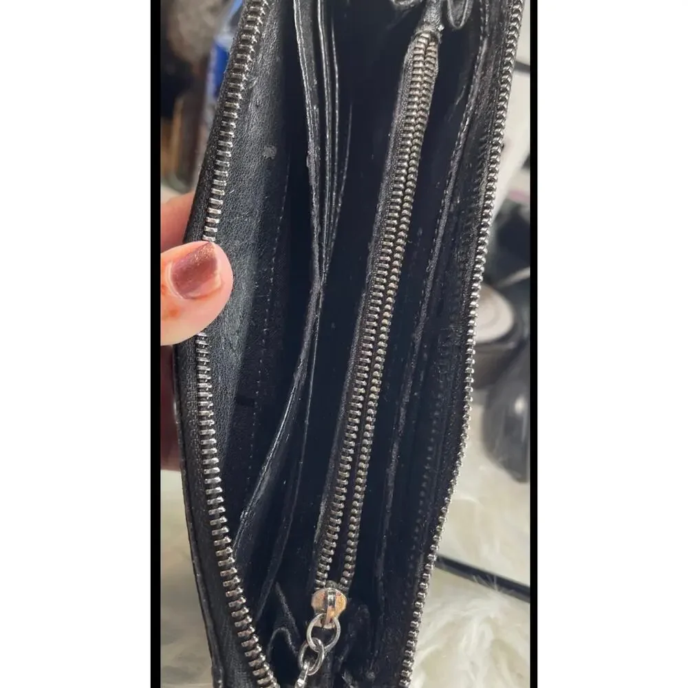 Stella McCartney fallabella black velvet python wallet